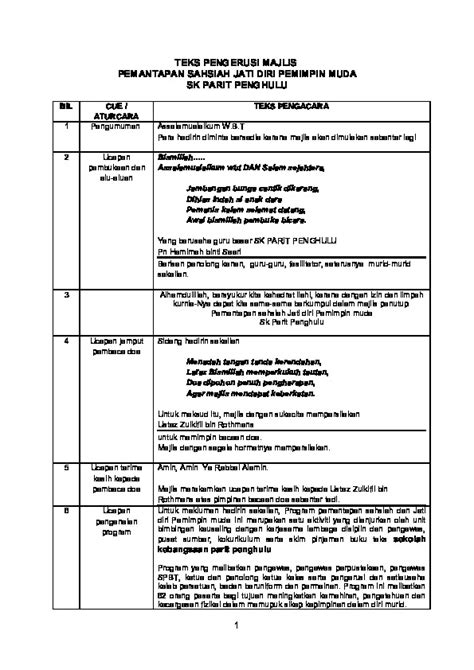 Teks Ucapan Majlis Penutup Pdfcoffeecom
