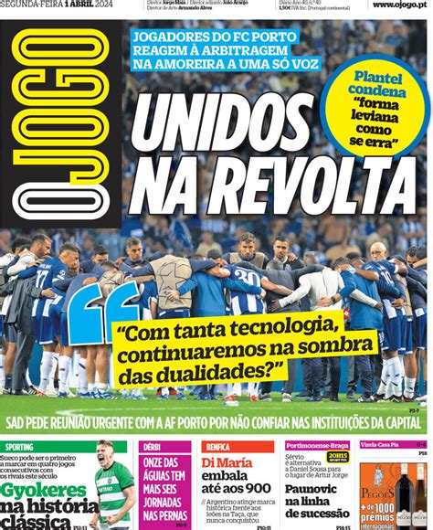 Capa Jornal O Jogo Abril Capasjornais Pt