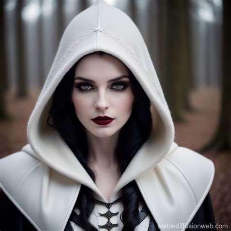 Gothic Fantasy Vampire Woman With Very Pale Skin And Wavy Black Hair