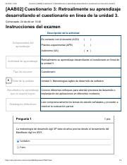 Examen Aab Cuestionario Retroalimente Su Aprendizaje Desarrollando