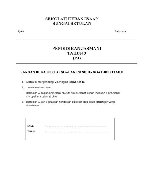 Kertas Ujian Pj3 2023 Skss Pdf