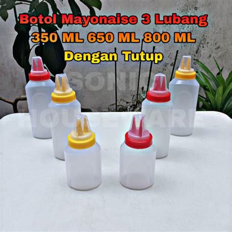 Jual Botol Mayo Mayonaise 350 ML 600 ML 800 ML 3 Lubang Dengan Tutup