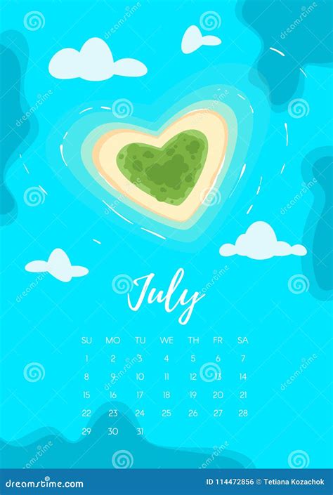 July Calendar Header Clip Art