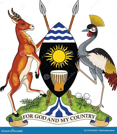 Coat of arms of Uganda stock vector. Illustration of direction - 218742694