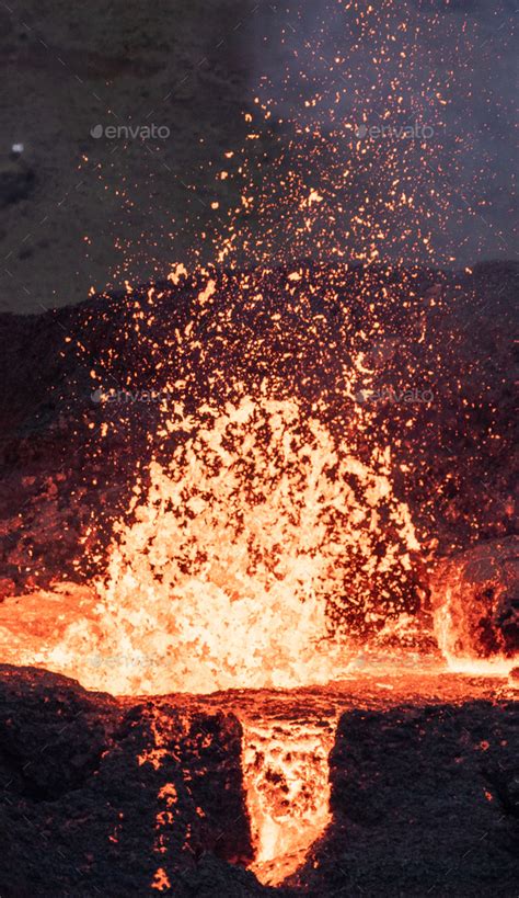 volcano eruption lava flow Iceland Stock Photo by martinholverda ...