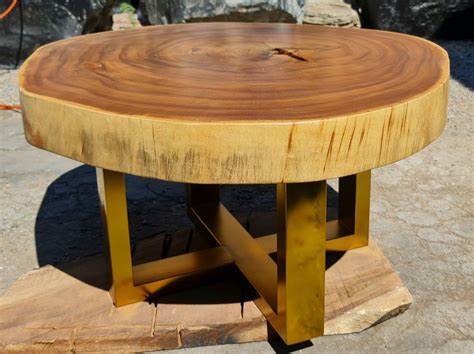 Coffee Table Round Live Edge Acacia Wood Solid Slab Etsy