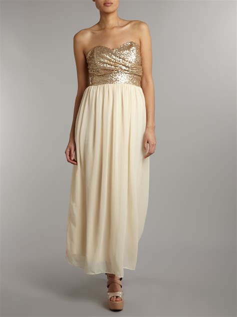 Tfnc London Sequin Top Maxi Dress In Metallic Lyst