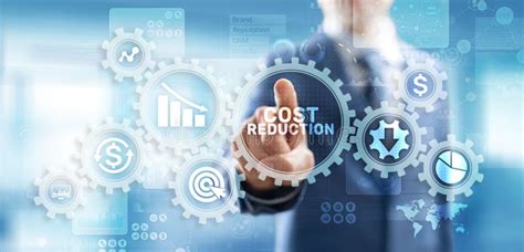 cost reduction business finance concept  virtual screen stock