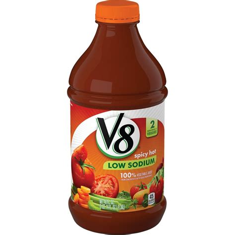 V8 Low Sodium Spicy Hot 100 Vegetable Juice 46 Oz Bottle