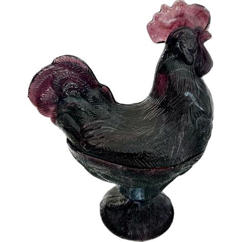 1930s Westmoreland Purple Slag Glass Rooster Dish Chairish