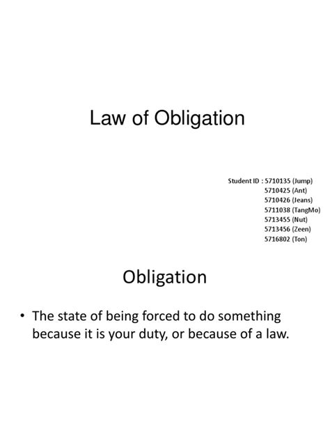 Law Of Obligation Law Of Obligations Debtor