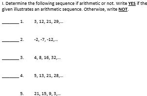 Solved I Determine The Following Sequence If Arithmetic Or Not Write