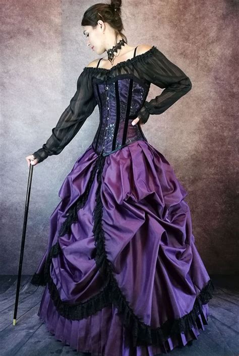 Gothic Victorian Purple Bridal Ensemble Corset Wedding Dress Etsy Steampunk Prom Dress