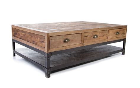 Table Basse Industrielle Avec Tiroir Emberizaone Fr