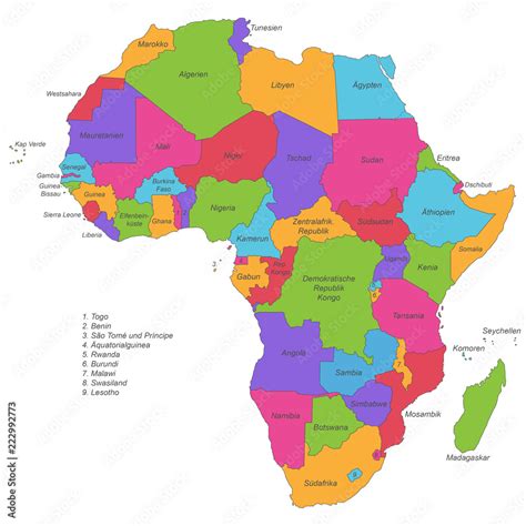 Afrika Politische Karte Beschriftet Vector De Stock Adobe Stock