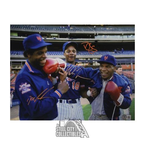 Mike Tyson Doc Gooden Darryl Strawberry Autographed X Photo Bas