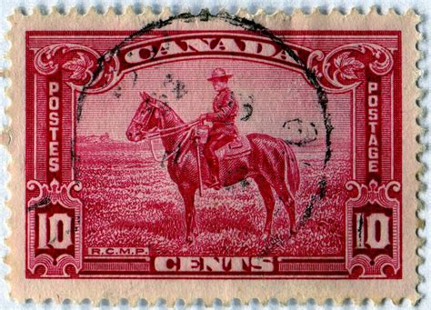 About Stamps Canada 10 Cent Royal Canadian Mounted Police Issue Of 1935