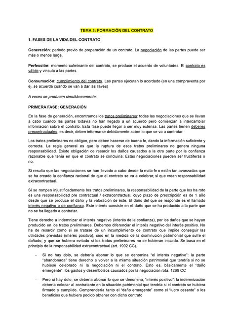 Tema 3 Derecho De Los Contratos Tema 3 FormaciÓn Del Contrato 1