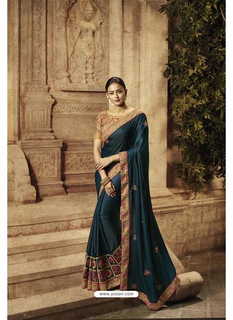 Buy Navy Blue Barfi Silk Designer Saree Designer Sarees