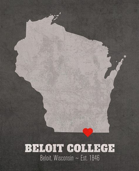 Beloit College Wisconsin Founded Date Heart Map Mixed Media By Design