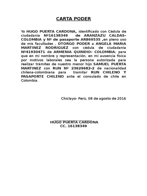 Carta Poder Colombia Pdf