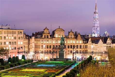 Brussels City Centre Skyline At Dusk Stock Photo Image Of Garden