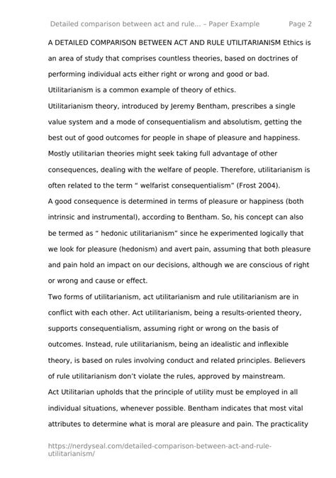 Detailed Comparison Between Act And Rule Utilitarianism 733 Words