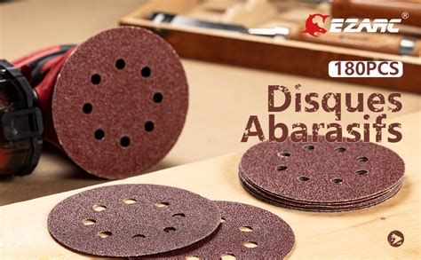 EZARC Disques de Ponçage 125mm 180 Pièces Disques Abrasifs avec 8