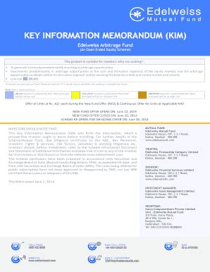 Fillable Online Key Information Memorandum Kim Karvy Fax Email Print