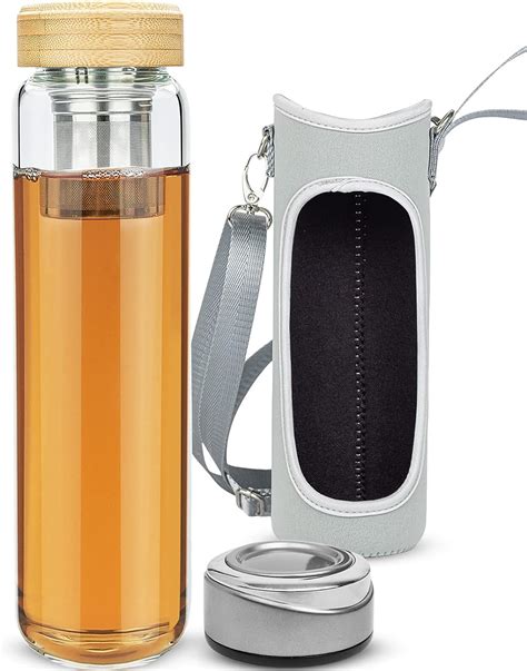 Justfwater 1000ml Glass Water Bottle With Tea Infuser BPA Free Glass