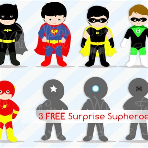 Superhero Clipart Personal And Limited Commercial Use Super Etsy