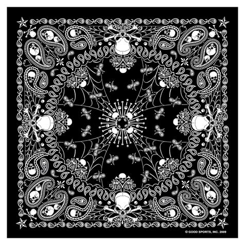 Hot Leathers Bab1039 Black Paisley Skull Bandana 21x21