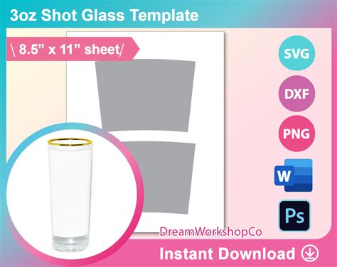 3oz Shot Glass Template Sublimation Ms Word Psd Png Svg Etsy