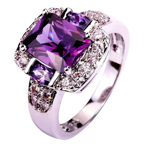 February Birthstone Amethyst Multi-Color Charming Women Ring