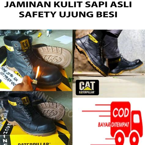 Jual Berkualitas Sepatu Boots Pria Safety Boots Ujung Besi Kulit Asli