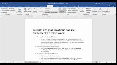 Le Suivi Des Modifications Dans Le Traitement De Texte Word YouTube