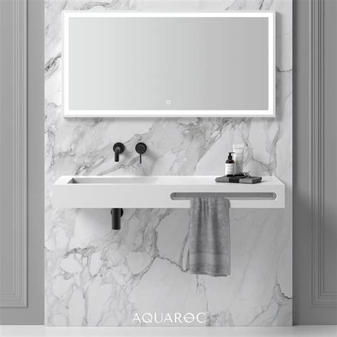 Fiora Wall Hung Stone Basin Mm Towel Hole Aquaroc