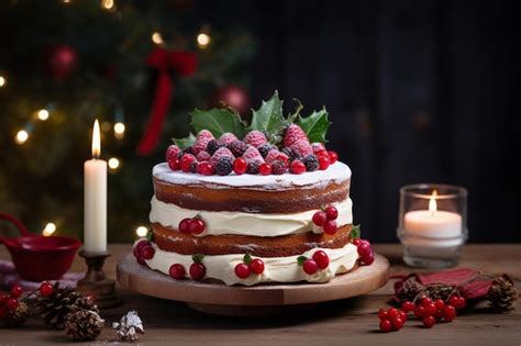 Premium Photo Festive Cake And Candles Lighting