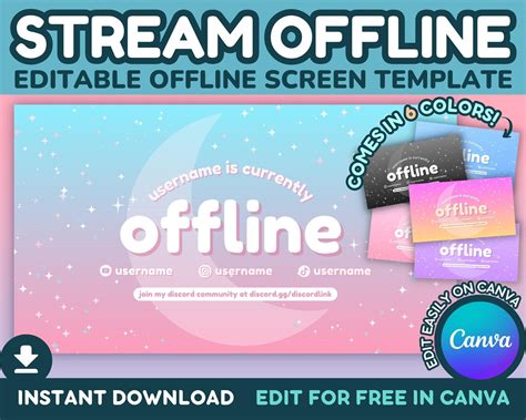 Stream Offline Twitch Offline Screen Canva Template Editable Pastel ...