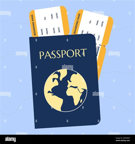 Passport With Tickets Concept For Travel Or Immigration Vector Illustration In Flat Style Stock