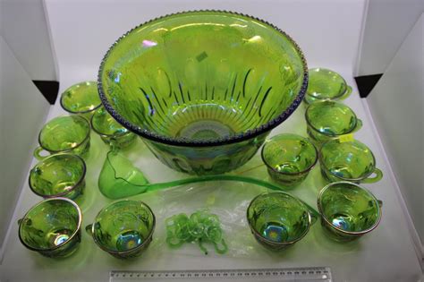 Clear Carnival Glass Punch Bowl Set Value Glass Designs