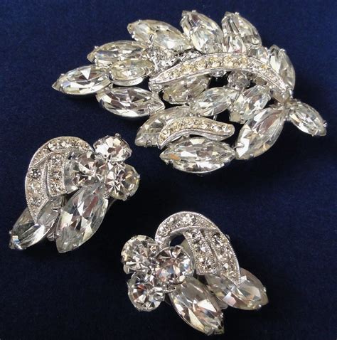 Vintage Weiss Rhinestone With Icing Set Bib Necklace Brooch Etsy