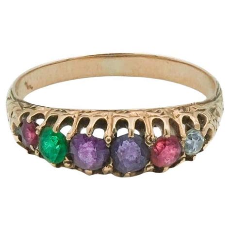 victorian  acrostic ring natural gemstones   karat yellow