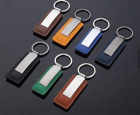 Brown Pramotional Metal Leather Keychain For Promotional T