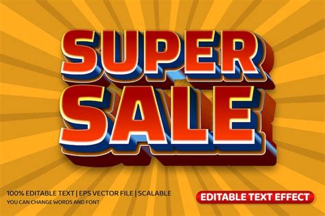 Premium Vector Super Sale Cartoon Comic 3d Style Editable Text Effect