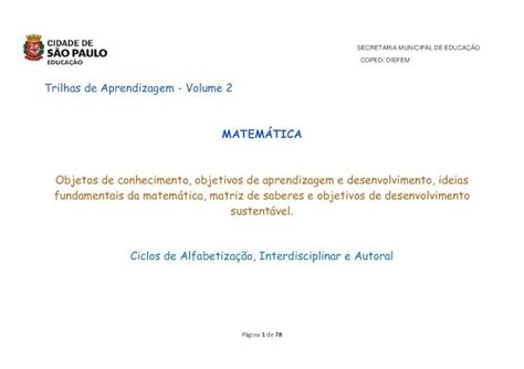 PDF MATEMÁTICA Item 1 Quadros de atividades de Matemática