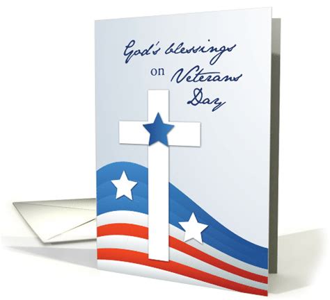 Religious Veterans Day Stars and Stripes with Cross card (1583890)