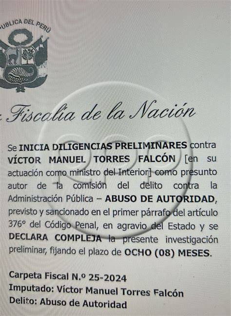 Fiscal A Inicia Diligencias Preliminares Contra Ministro Del Interior