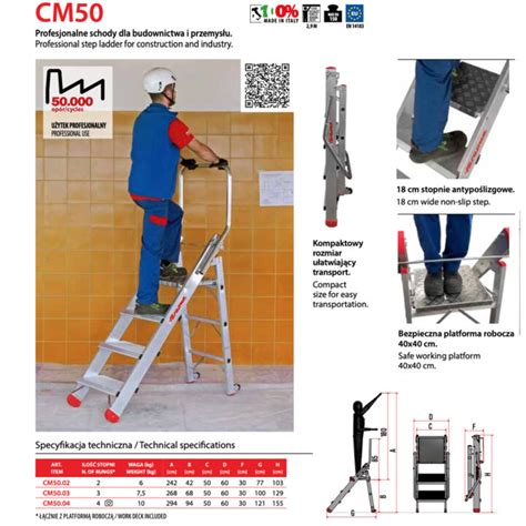 FARAONE CM50 04 Aluminiowe schody składane mobilne 2 94 m