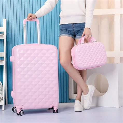 Firstmeet Lovely Rolling Luggage Set Women Trolley Suitcase Girls Pink Cute Brand Carry On